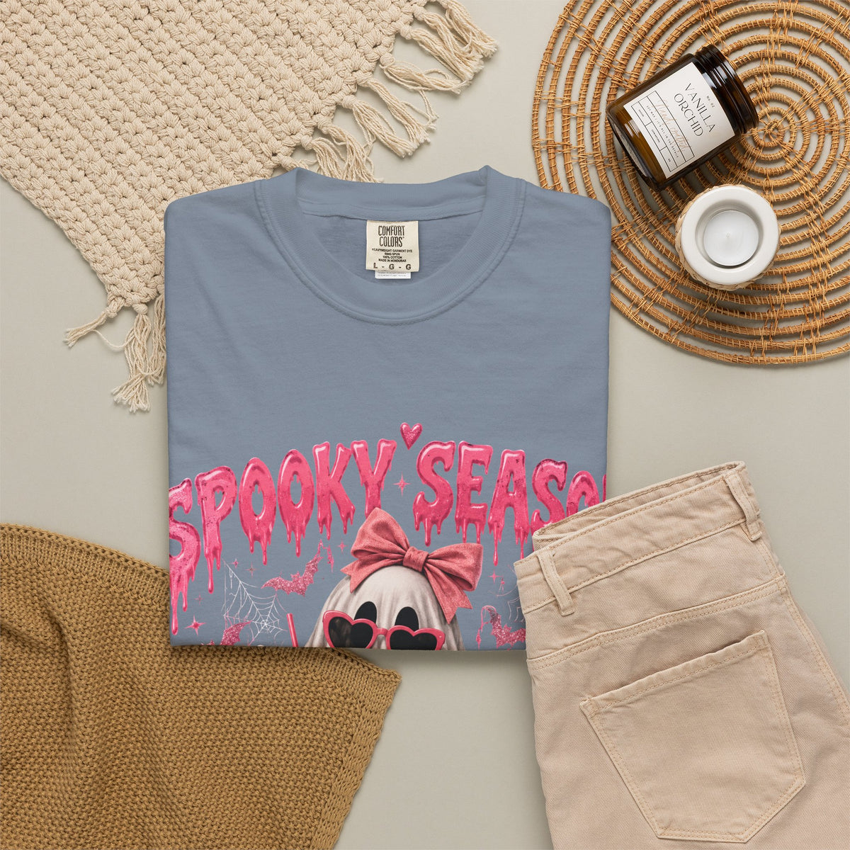 Spooky Season Ghost T-Shirt — Cute Pink Halloween Pumpkin & Trick-or-Treat Design