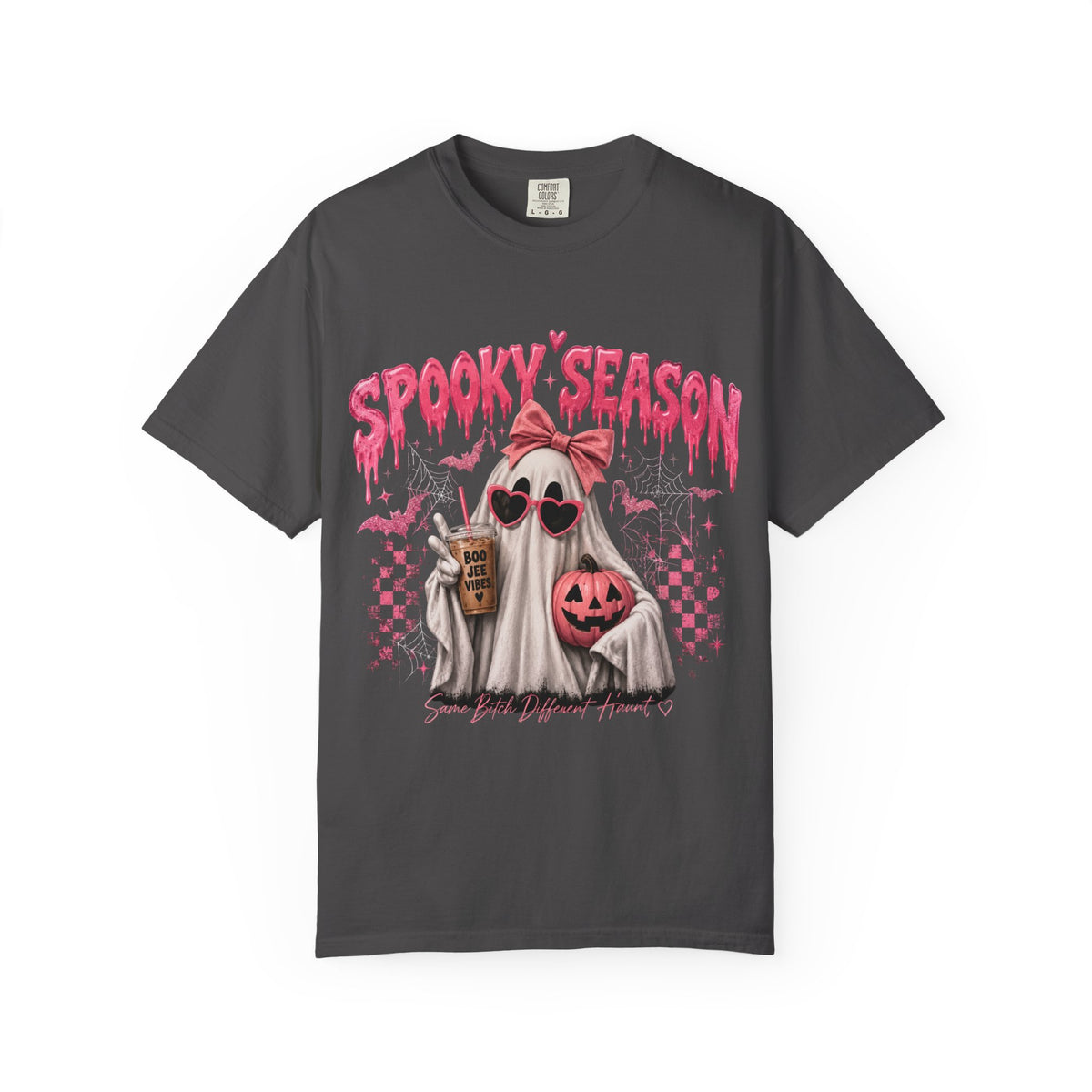 Spooky Season Ghost T-Shirt — Cute Pink Halloween Pumpkin & Trick-or-Treat Design