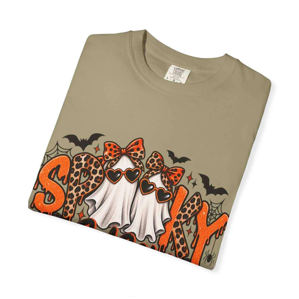 Spooky Season Halloween T-Shirt — Ghosts, Pumpkins & Leopard Bows