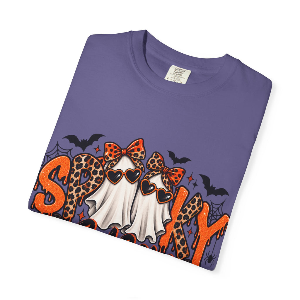 Spooky Season Halloween T-Shirt — Ghosts, Pumpkins & Leopard Bows