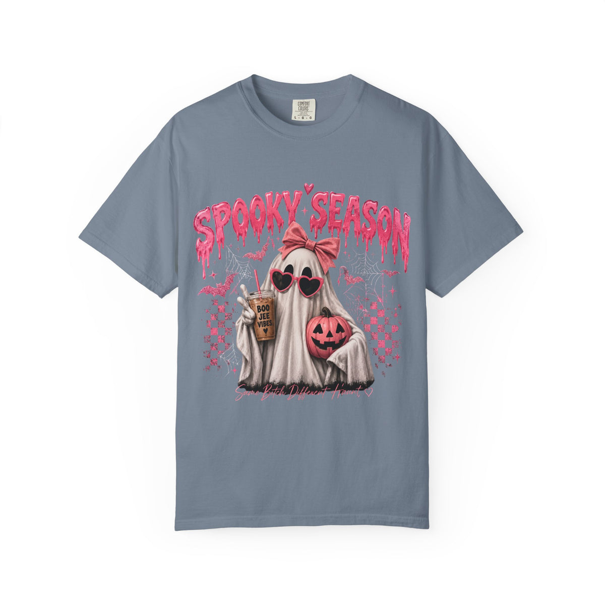 Spooky Season Ghost T-Shirt — Cute Pink Halloween Pumpkin & Trick-or-Treat Design