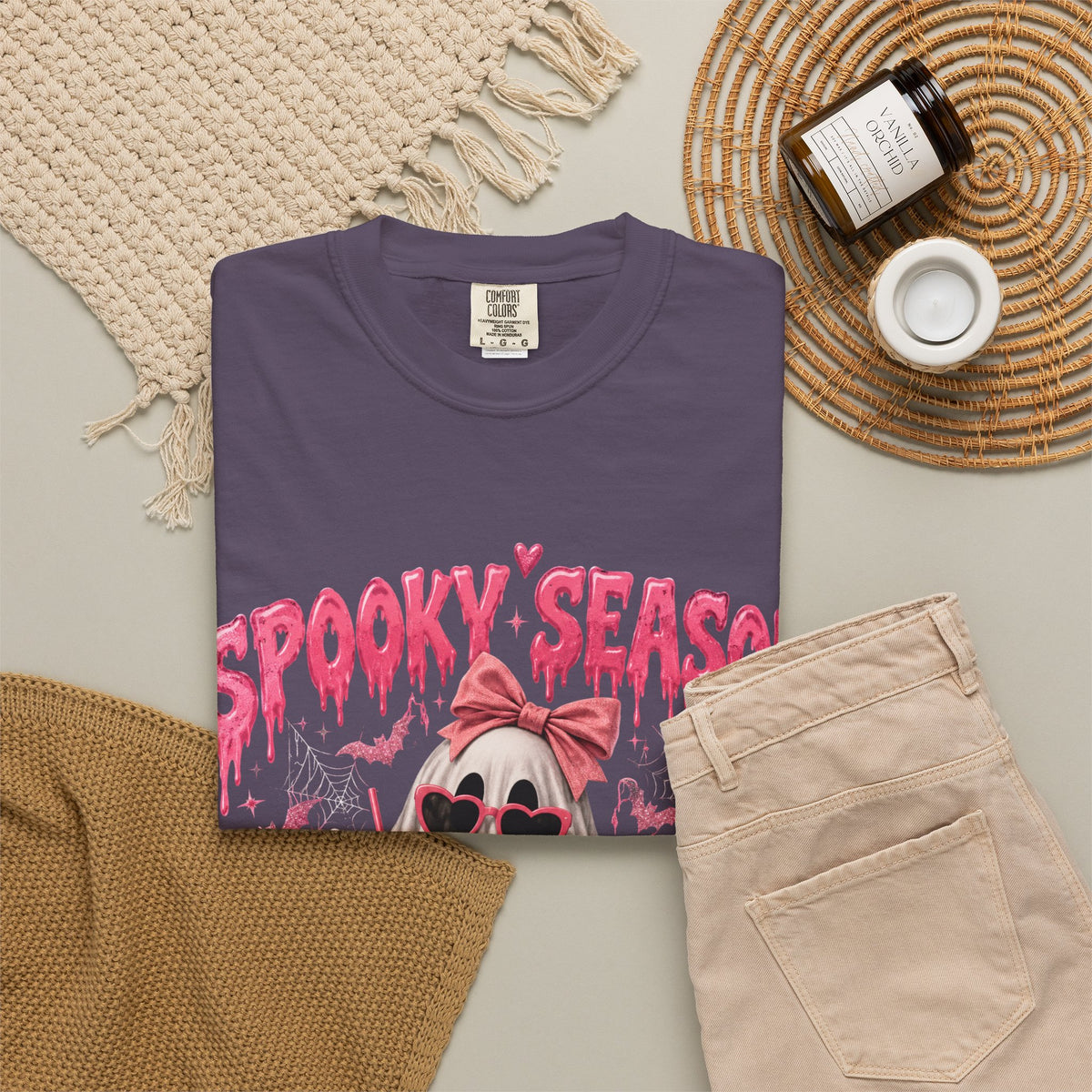 Spooky Season Ghost T-Shirt — Cute Pink Halloween Pumpkin & Trick-or-Treat Design