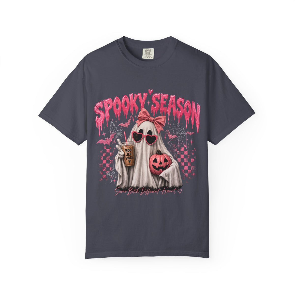 Spooky Season Ghost T-Shirt — Cute Pink Halloween Pumpkin & Trick-or-Treat Design