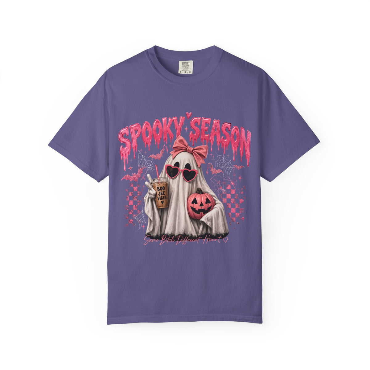 Spooky Season Ghost T-Shirt — Cute Pink Halloween Pumpkin & Trick-or-Treat Design
