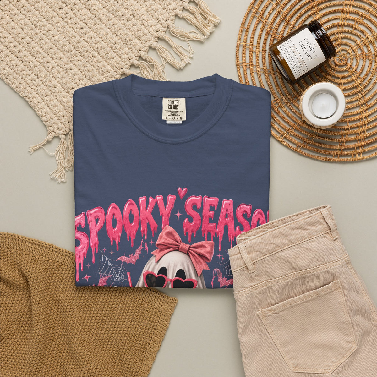 Spooky Season Ghost T-Shirt — Cute Pink Halloween Pumpkin & Trick-or-Treat Design