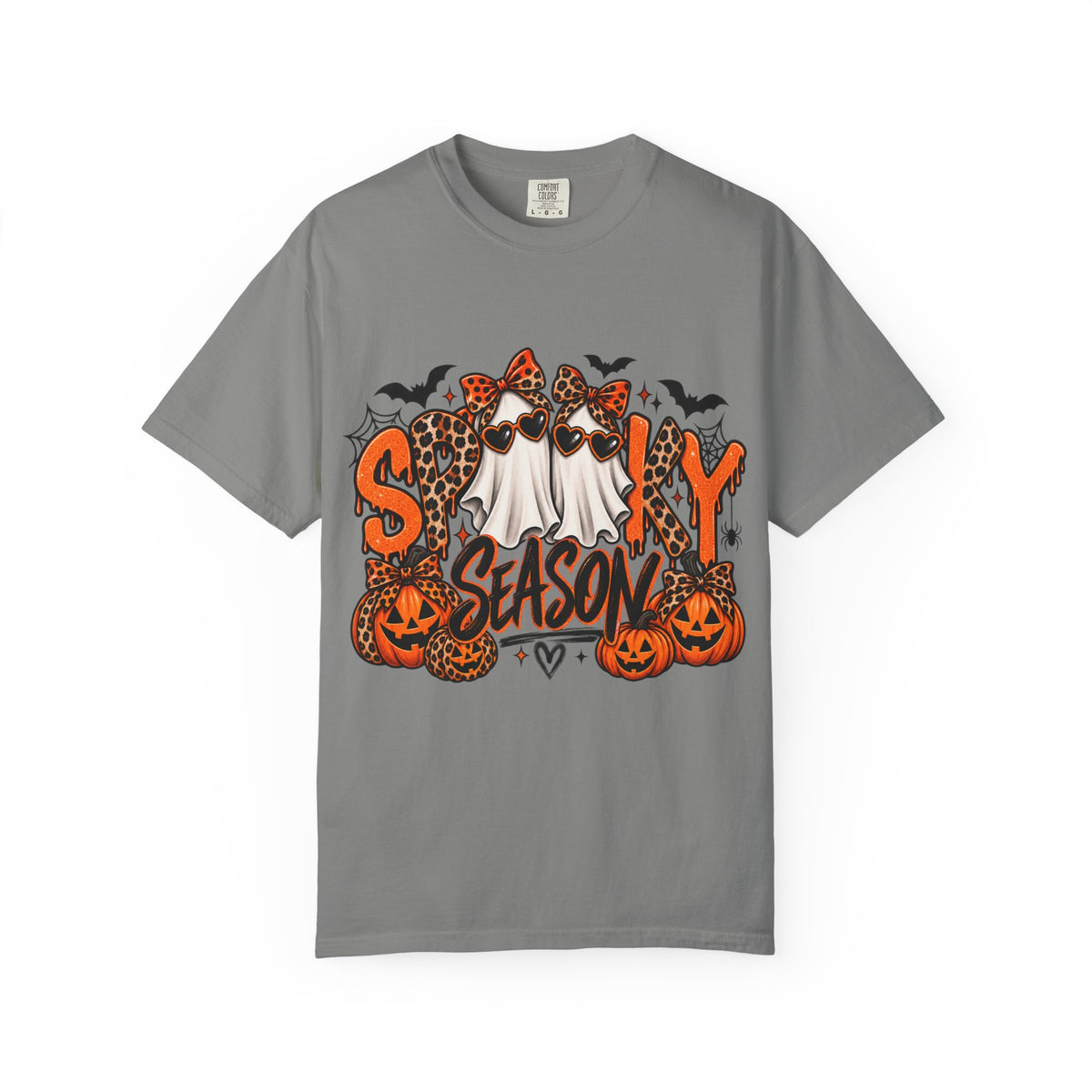 Spooky Season Halloween T-Shirt — Ghosts, Pumpkins & Leopard Bows