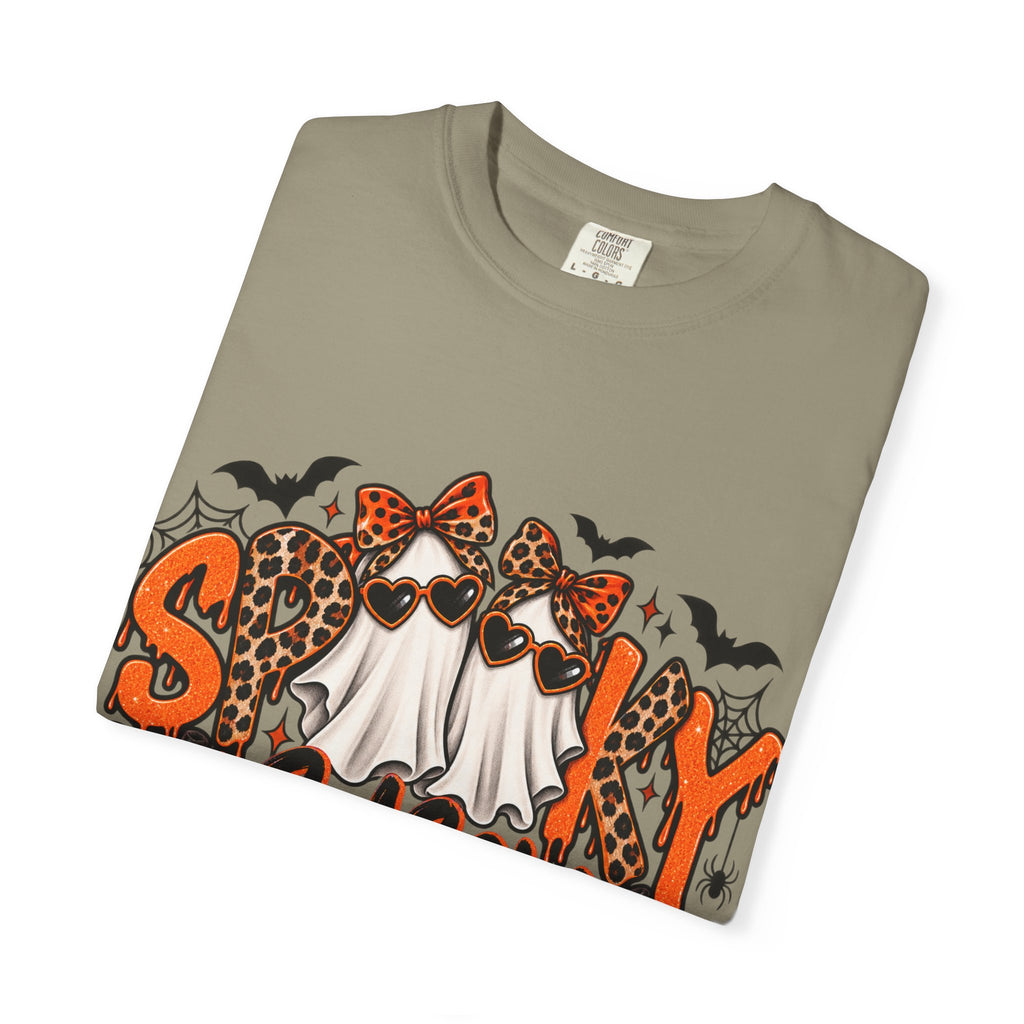 Spooky Season Halloween T-Shirt — Ghosts, Pumpkins & Leopard Bows