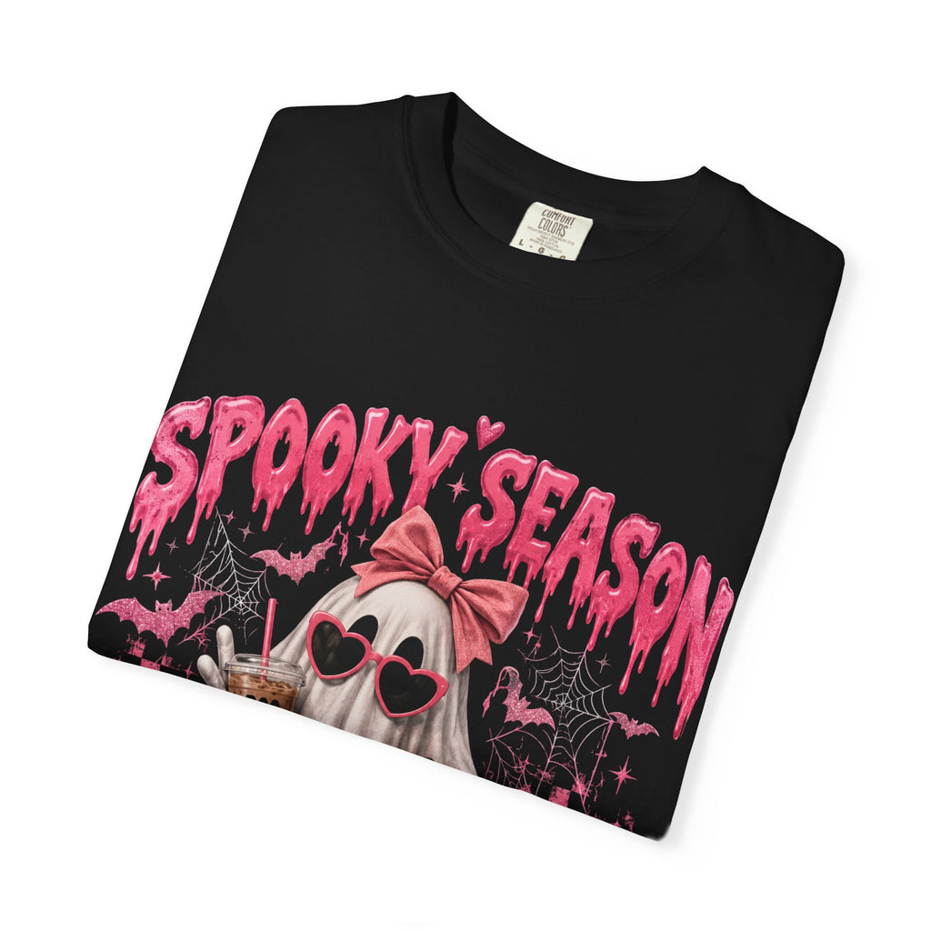 Spooky Season Ghost T-Shirt — Cute Pink Halloween Pumpkin & Trick-or-Treat Design