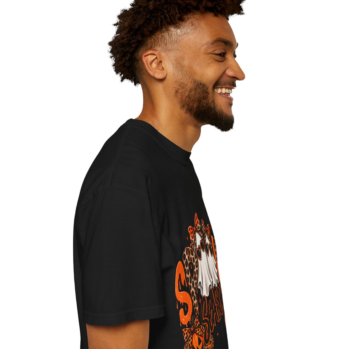 Spooky Season Halloween T-Shirt — Ghosts, Pumpkins & Leopard Bows