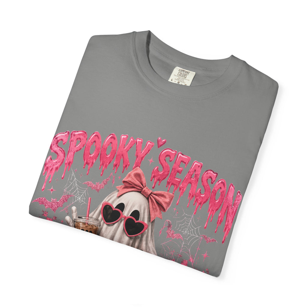 Spooky Season Ghost T-Shirt — Cute Pink Halloween Pumpkin & Trick-or-Treat Design