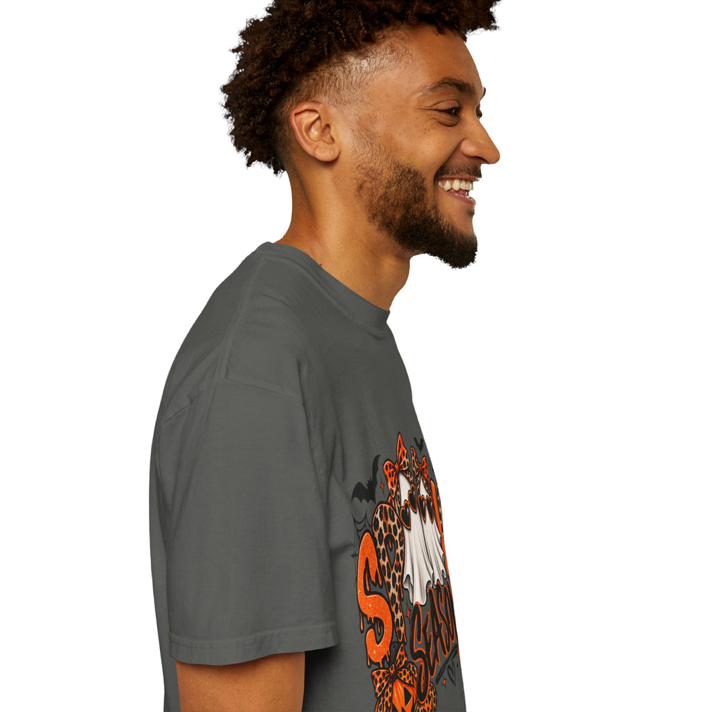 Spooky Season Halloween T-Shirt — Ghosts, Pumpkins & Leopard Bows