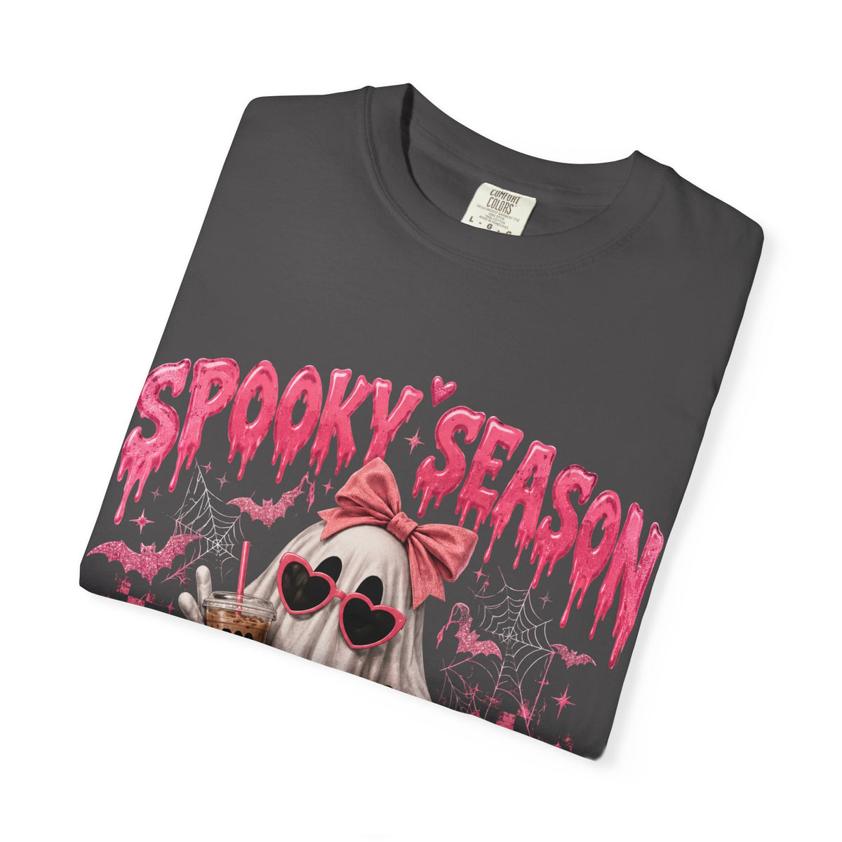 Spooky Season Ghost T-Shirt — Cute Pink Halloween Pumpkin & Trick-or-Treat Design
