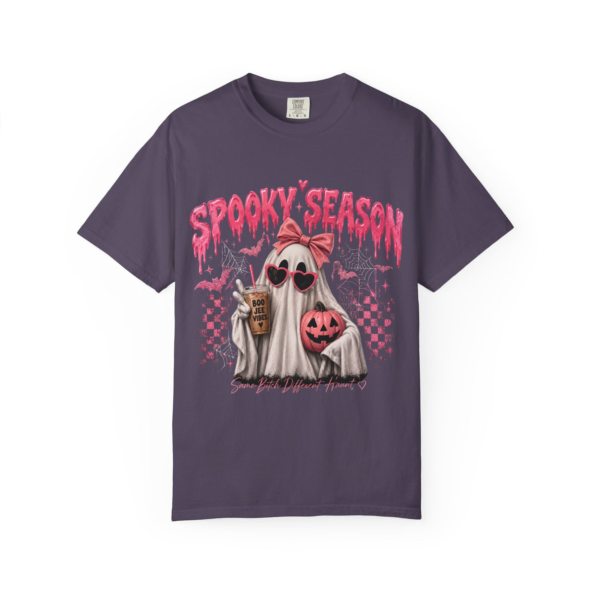 Spooky Season Ghost T-Shirt — Cute Pink Halloween Pumpkin & Trick-or-Treat Design