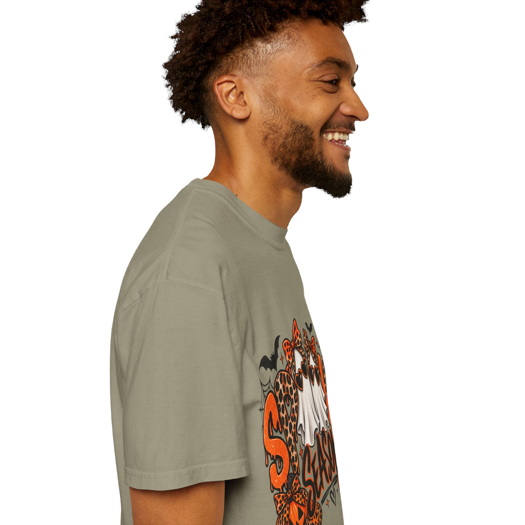 Spooky Season Halloween T-Shirt — Ghosts, Pumpkins & Leopard Bows