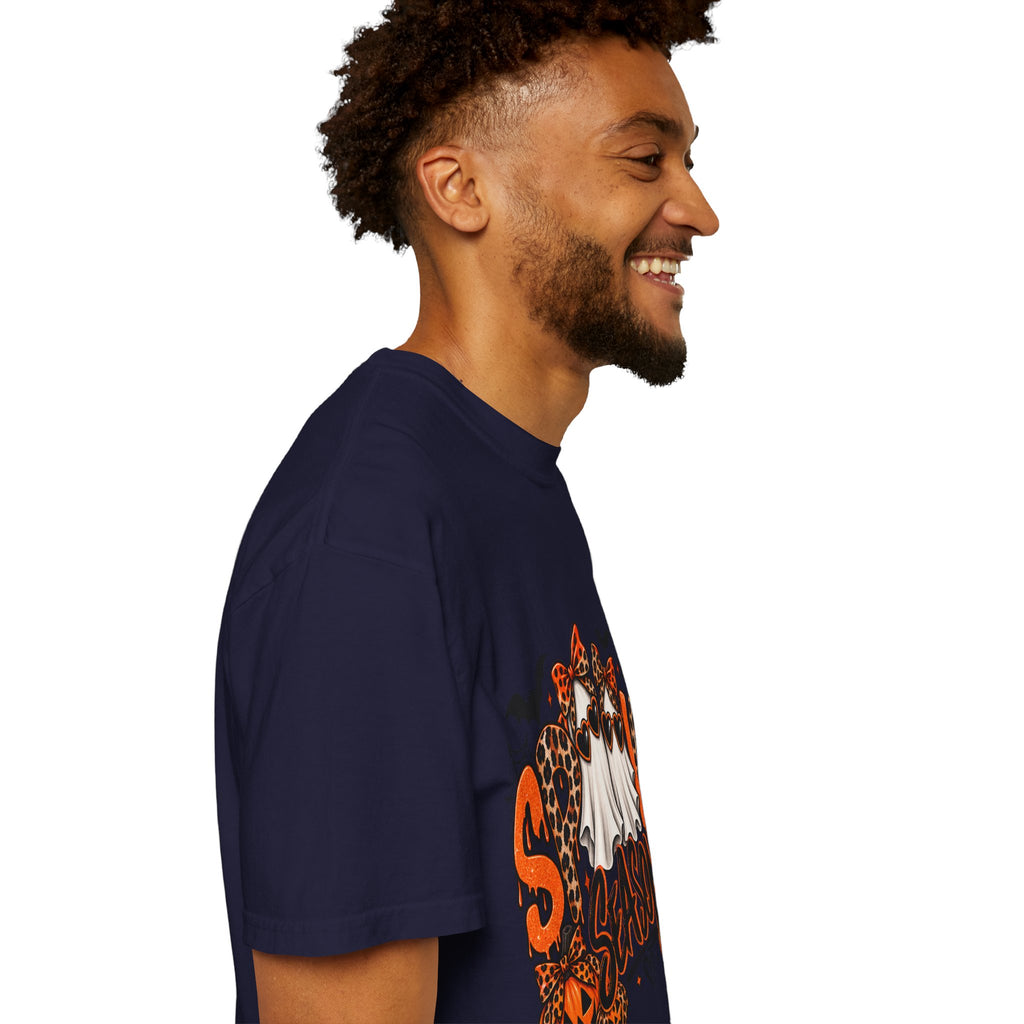Spooky Season Halloween T-Shirt — Ghosts, Pumpkins & Leopard Bows