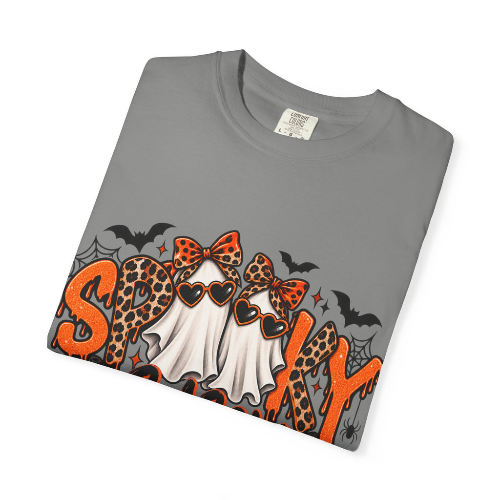 Spooky Season Halloween T-Shirt — Ghosts, Pumpkins & Leopard Bows