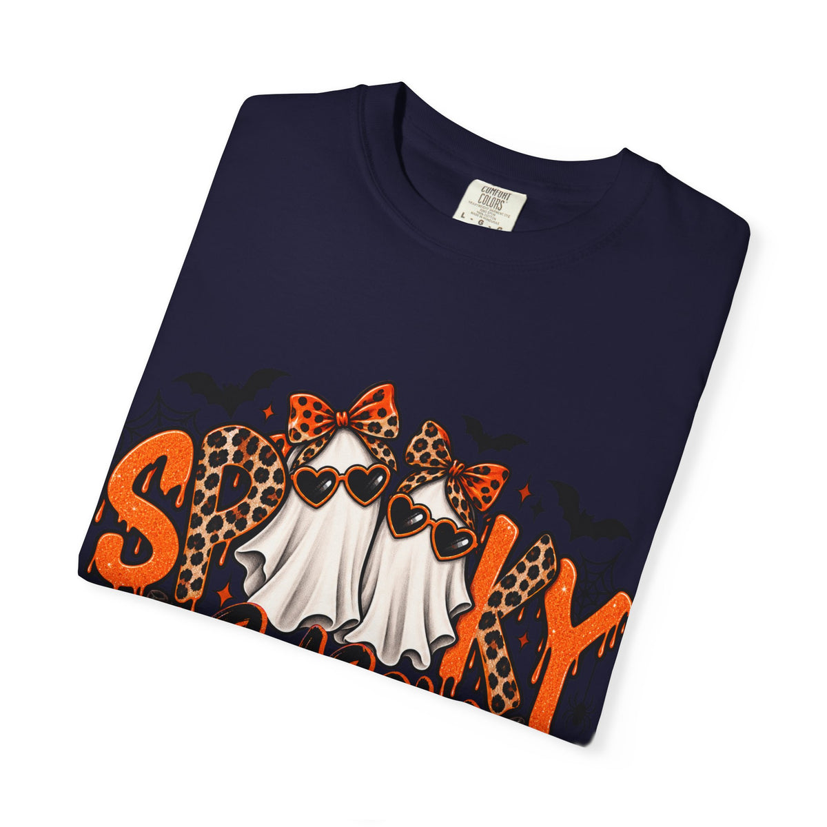 Spooky Season Halloween T-Shirt — Ghosts, Pumpkins & Leopard Bows