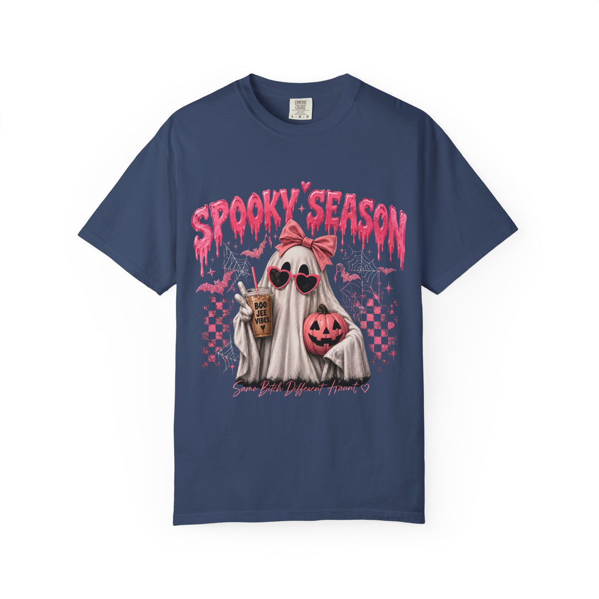 Spooky Season Ghost T-Shirt — Cute Pink Halloween Pumpkin & Trick-or-Treat Design