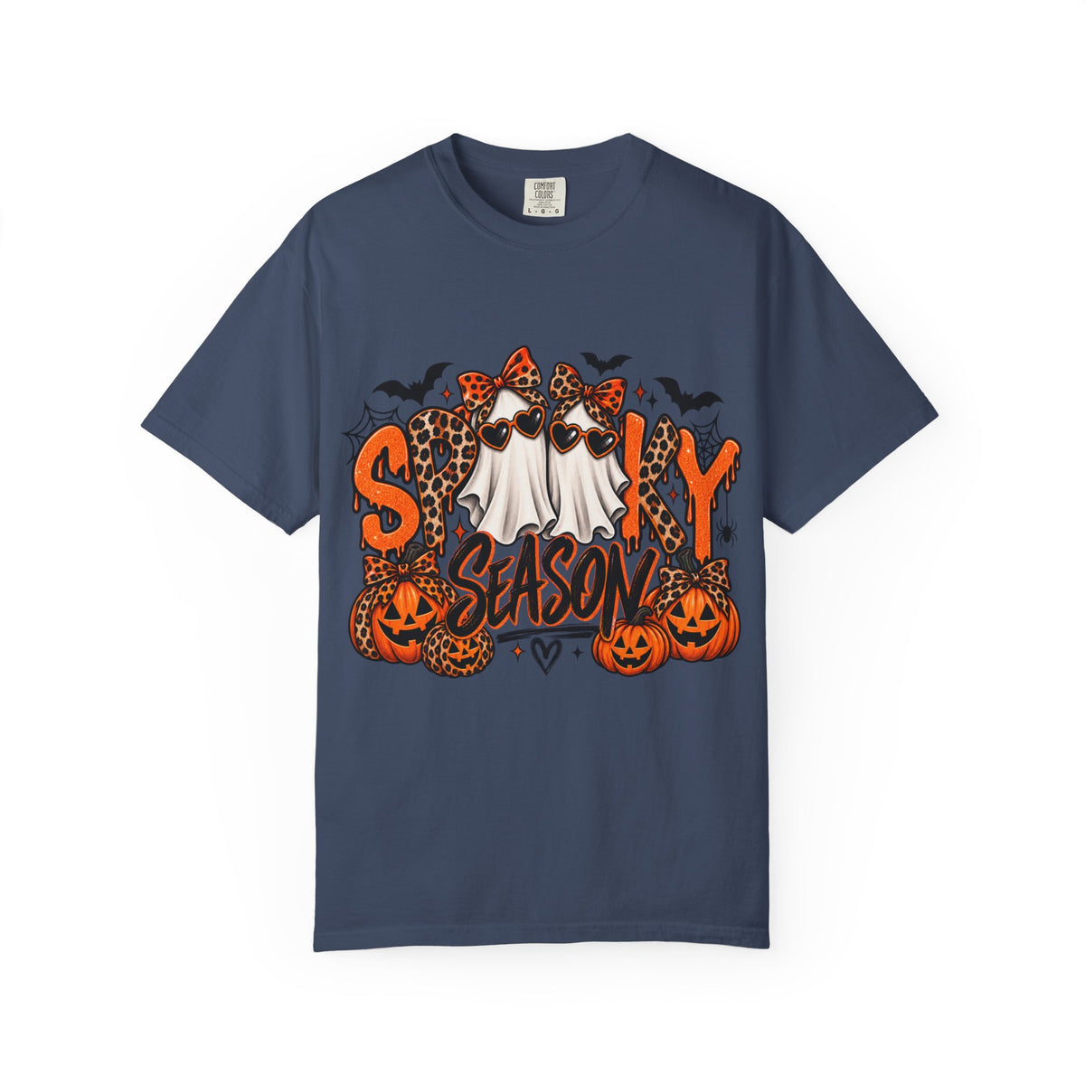 Spooky Season Halloween T-Shirt — Ghosts, Pumpkins & Leopard Bows