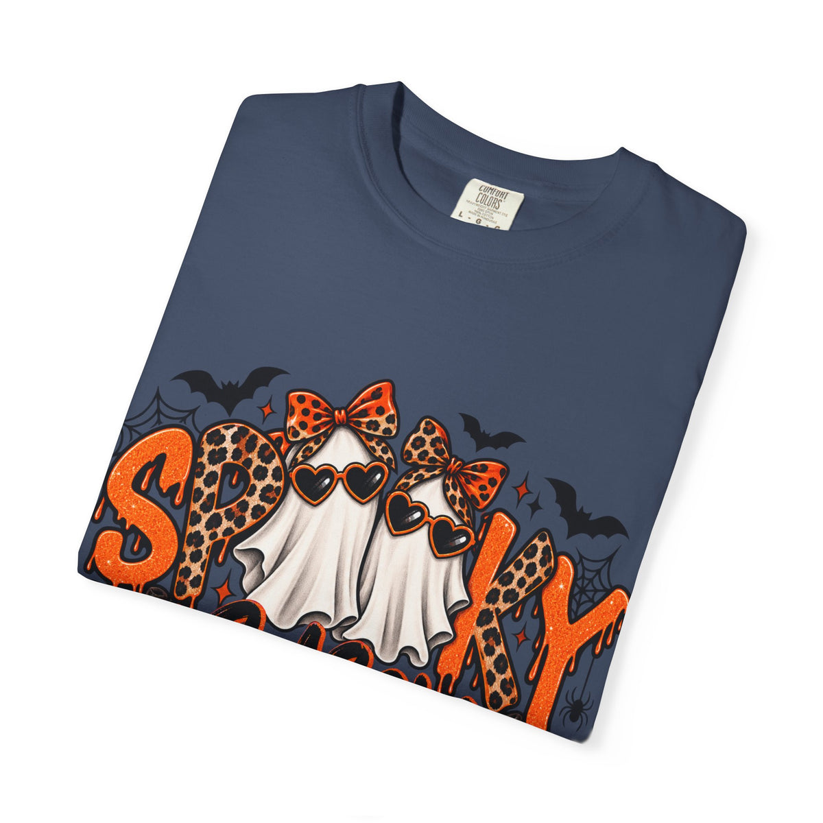 Spooky Season Halloween T-Shirt — Ghosts, Pumpkins & Leopard Bows