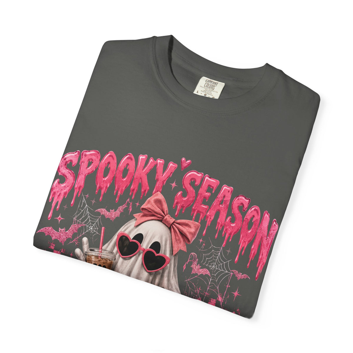 Spooky Season Ghost T-Shirt — Cute Pink Halloween Pumpkin & Trick-or-Treat Design